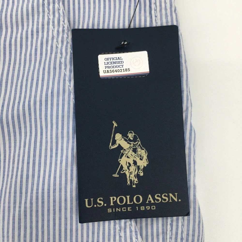 U.S. Polo Assn. Shorts Mens 42 Blue White Striped Seersucker Cotton 111024522GD